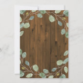 素朴なユーカリのグリーンとゴールドのクロス 洗礼 招待状 (裏面)