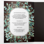 素朴なユーカリの写真と納屋の木のQRコード結婚式 三つ折り招待状 (内部最初)