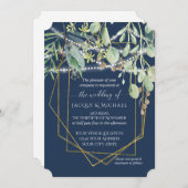 素朴なユーカリの森の葉の幾何学的なウェディング 招待状 (正面/裏面)