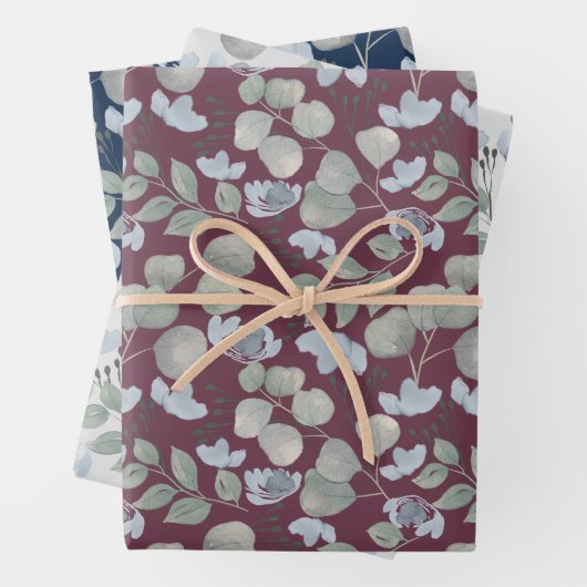 素朴なユーカリの水彩結婚式 ラッピングペーパーシート (インサイチュ)