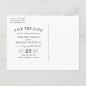 素朴なユーカリの結婚式 Save the Date 案内ポストカード (裏面)