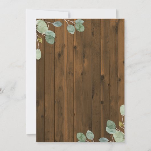 素朴なユーカリの緑の草木|の幾何学的なベビーシャワー 招待状 (裏面)