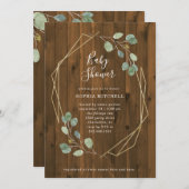 素朴なユーカリの緑の草木|の幾何学的なベビーシャワー 招待状 (正面/裏面)