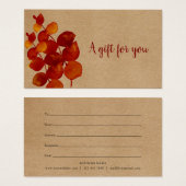 素朴なユーカリの葉のギフト券 (正面&裏面)