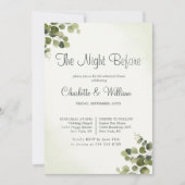 素朴なユーカリの葉の予算リハーサルディナー 招待状 (正面)