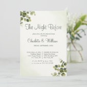 素朴なユーカリの葉の予算リハーサルディナー 招待状 (スタンド正面)