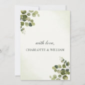 素朴なユーカリの葉の予算リハーサルディナー 招待状 (裏面)