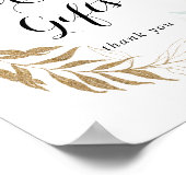 素朴なユーカリゴールドの花のカードとギフトの看板 ポスター (角)