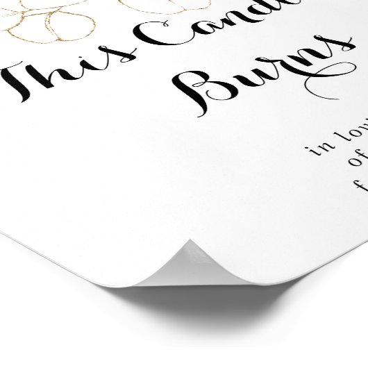 素朴なユーカリ ゴールド このキャンドルが燃えるサイン ポスター (角)