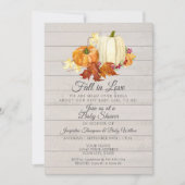 素朴なライトグレーウッドのカボチャの女の子のベビーシャワー 招待状 (正面)