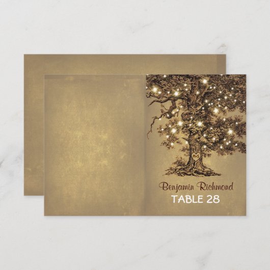 素朴なライトツリー結婚の護衛カード 招待状 (正面/裏面)