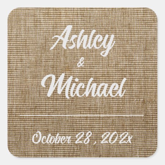 素朴なラップ自然パター結婚ン スクエアシール (正面)