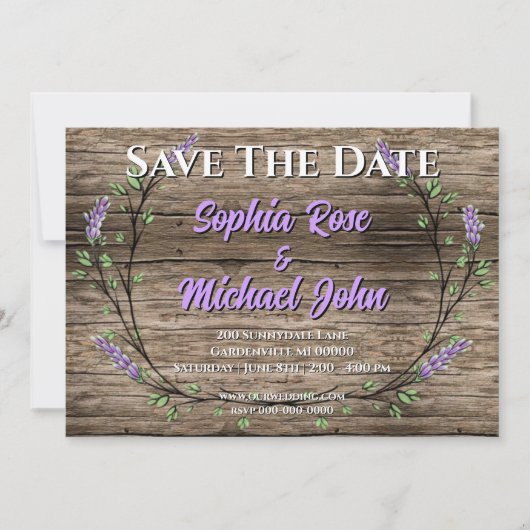 素朴なラベエレガントンダーウェディングは日付を保存 招待状 (正面)