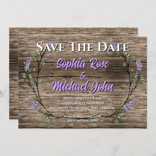 素朴なラベエレガントンダーウェディングは日付を保存 招待状 (正面/裏面)