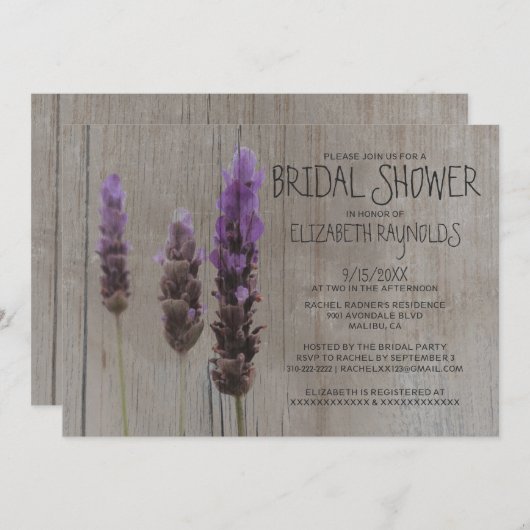 素朴なラベンダーのブライダルシャワー招待状 招待状 (正面/裏面)