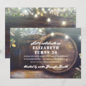 素朴なランタンとオーク樽の誕生日パーティー 招待状 (正面/裏面)