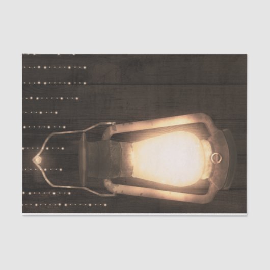 素朴なランタンとライト ブラウン バーン ウッド ウェディング 薄葉紙 (正面)