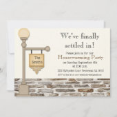 素朴なランタン付き門柱 新築祝い招待状 招待状 (正面)