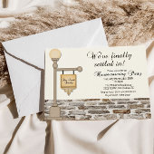 素朴なランタン付き門柱 新築祝い招待状 招待状