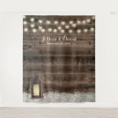 素朴なランタン 白い花の農村での結婚式の背景 タペストリー (正面)