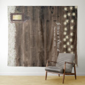 素朴なランタン 白い花の農村スタイルの結婚式用背景 タペストリー (インサイチュ(横))