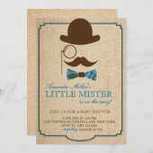 素朴なリトルミスター赤ちゃんシャワー男の子の招待状 招待状 (正面/裏面)