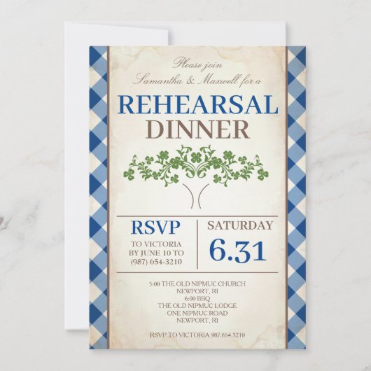 素朴なリハーサルの夕食 招待状 (正面)