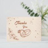 素朴なリングと花の手描き ブライダルシャワー サンキューカード (スタンド正面)