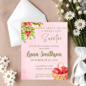 素朴なリンゴのバスケットシャワー招待状 – 赤いリンゴ 招待状