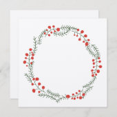 素朴なリースのフレーム枠飾り 緑と赤のクラフトクリスマス シーズンカード (正面/裏面)