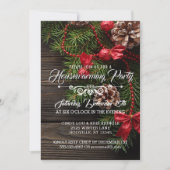 素朴なリースの冬休みの引っ越し祝いパーティーのパーティー 招待状 (正面)