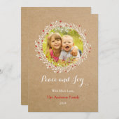 素朴なリースの平和と喜びのホリデーカード グループオン シーズンカード (正面/裏面)