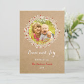 素朴なリースの平和と喜びのホリデーカード グループオン シーズンカード (スタンド正面)