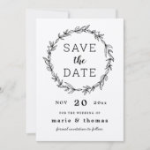 素朴なリースの結婚式招待状（Save the Date） 招待状 (正面)