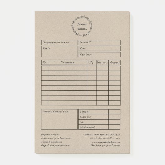 素朴なリース茶色紙 ポストイット (正面)