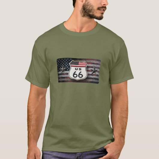 素朴なルート66 Tシャツ (正面)