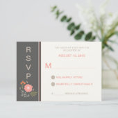 素朴なレトロの花柄RSVP 出欠カード (スタンド正面)