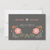 素朴なレトロの花柄RSVP 出欠カード (裏面)