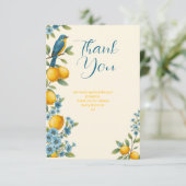 素朴なレモンとブルーバードのブライダルシャワー サンキューカード (スタンド正面)