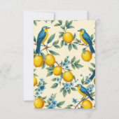 素朴なレモンとブルーバードのブライダルシャワー サンキューカード (裏面)