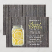 素朴なレモン瓶 & 古材のスイート16 招待状 (正面/裏面)