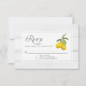 素朴なレモン シトラス フラワーホワイト ウッド 出欠カード (正面)