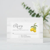 素朴なレモン シトラス フラワーホワイト ウッド 出欠カード (スタンド正面)