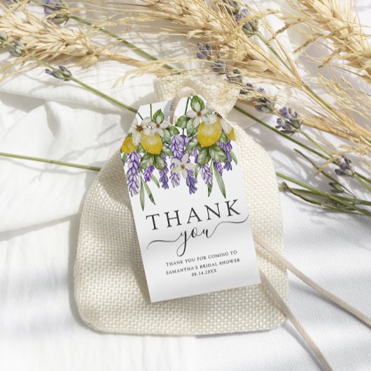素朴なレモン&ラベンダー ブライダルシャワーのお土産ギフト ギフトタグ