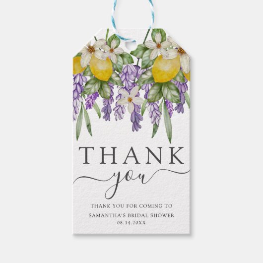 素朴なレモン&ラベンダー ブライダルシャワーのお favors ギフト ギフトタグ (正面)