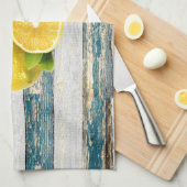 素朴なレモン(青い) キッチンタオル (四つ折り)