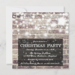 素朴なレンガ壁のクリスマス・パーティの輝くな星 招待状