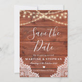 素朴なレースと妖精の灯が結婚の知らせ 招待状 (正面)