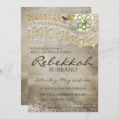 素朴なレースの動揺してなブライダルシャワーの招待 招待状 (正面/裏面)