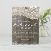 素朴なレースの木製のブライダルシャワーの招待状 招待状 (スタンド正面)